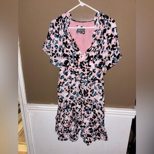 Anthropologie Dress Womens XL Pink Robin Tiered Ruffle Mini Dress Boho